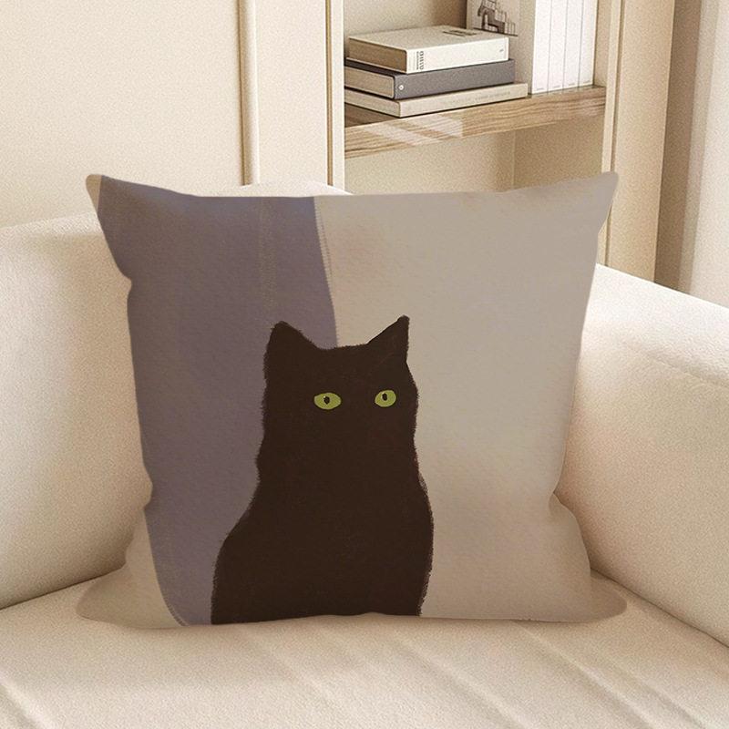 Soft Cartoon Cat Painting Square Pillowcase Cushion Cover for Sofa And Nap Polyester Fabric Home Decorative Pillow Cover