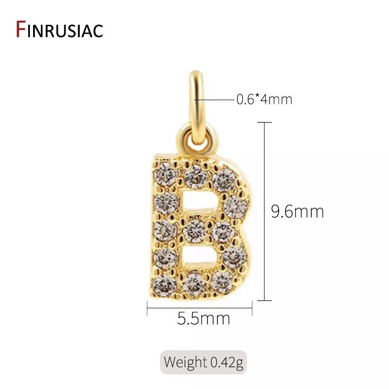 

14K Gold Plated Brass Cubic Zirconia Crystal 26 Letters Charms Pendants for Women Necklace Earring Making Jewelry Accessories 2 pieces