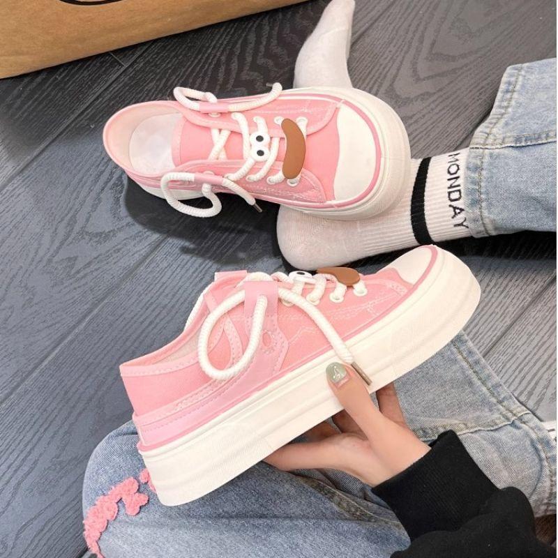 Pantofi pânză cu platformă pentru femei 2025 nou primăvară și toamnă celebrități de internet super la modă cu fustă pantofi albi mici pantofi de skateboard design de nișă