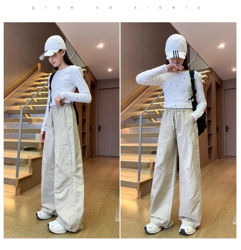 Girls' Korean Style Streetwear Cargo Pants - Spring/Autumn 2025 for Middle School
