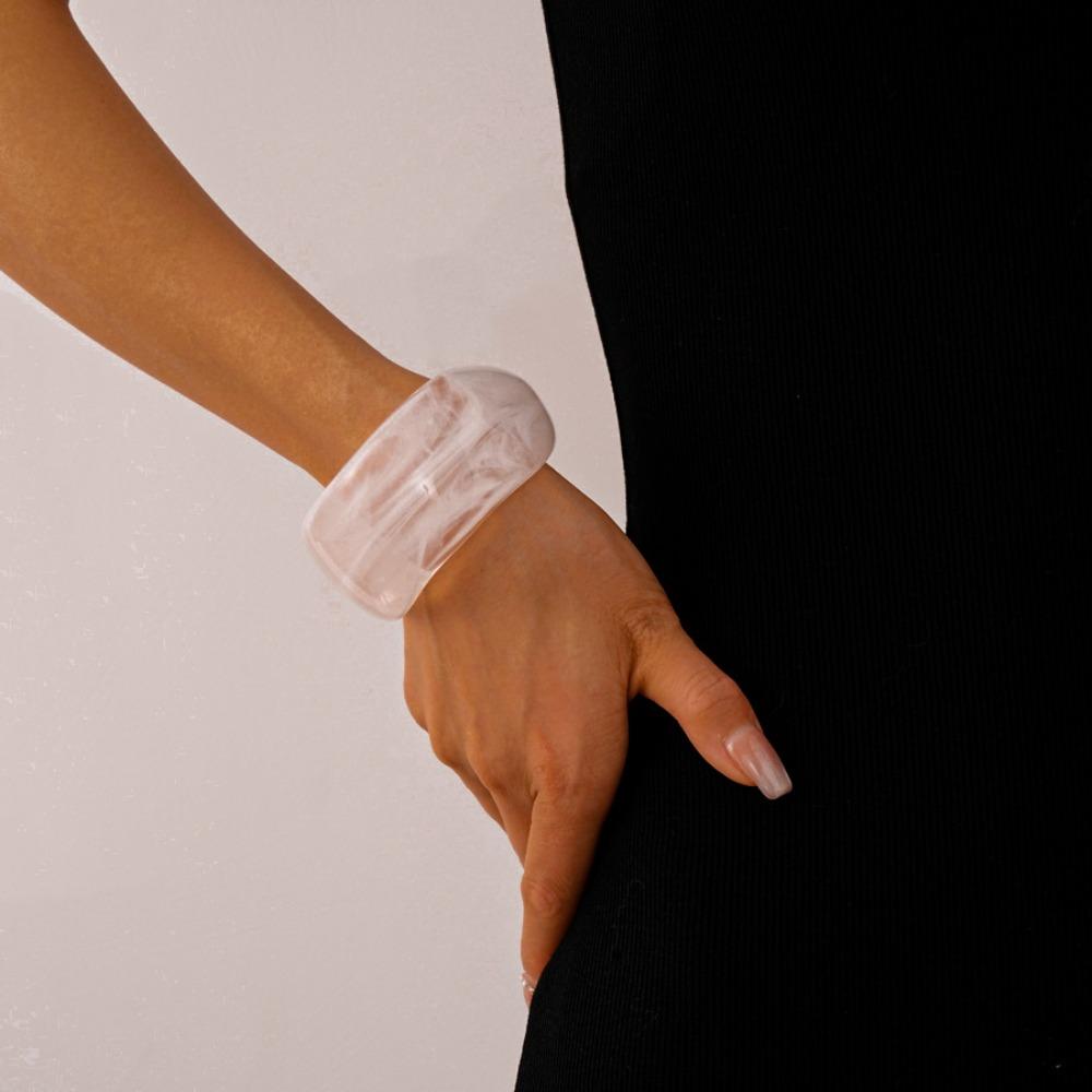 Exaggerated Irregular Acrylic Bangles Big Size Geometric Bracelets Wide Chunky Bangles Lady