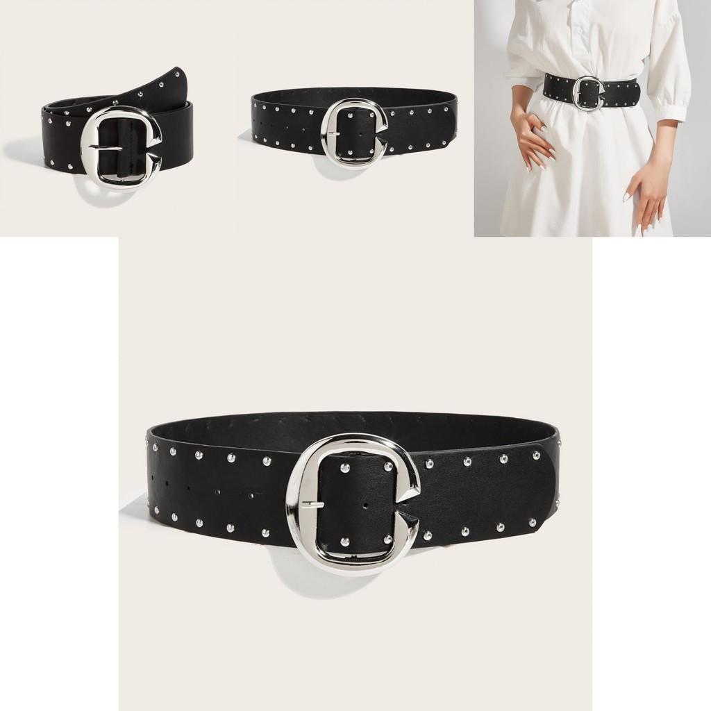 Spired Leather Belt With Metal Pin Buckle For Youth Street Style And Trendy Look