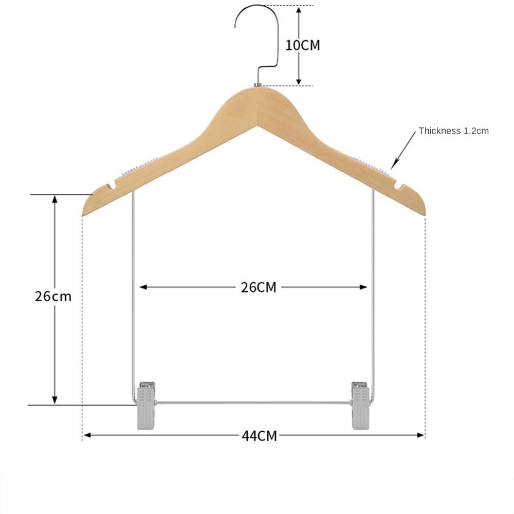 Adjustable Metal Clips Solid Wood Suit Hangers Closet Clothes Durable Pant Hangers  Home