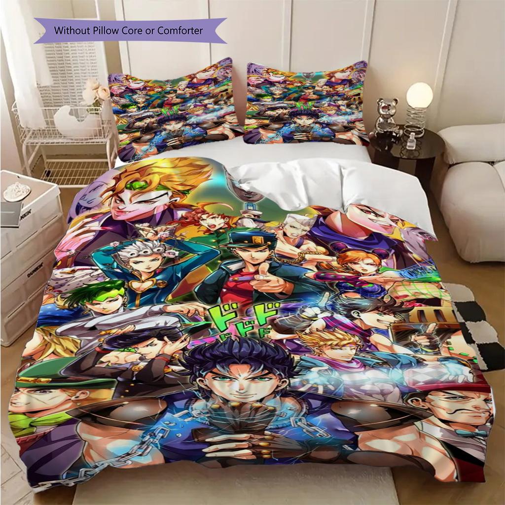 Vibrant Anime Ensemble Three-piece set (1 * duvet cover + 2 * pillowcase, without core) 2D Flat Duvet cover and pillowcase Soft and comfortable