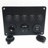 Waterproof 12V-24V Dual USB Charger Socket Panel with LED Digital Voltmeter ON OFF Toggle Switch for Car Boat Marine Truck