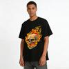 Flaming Skull Graphic Print Cool Street Style Casual Men's T-Shirt Pure cotton T-shirt