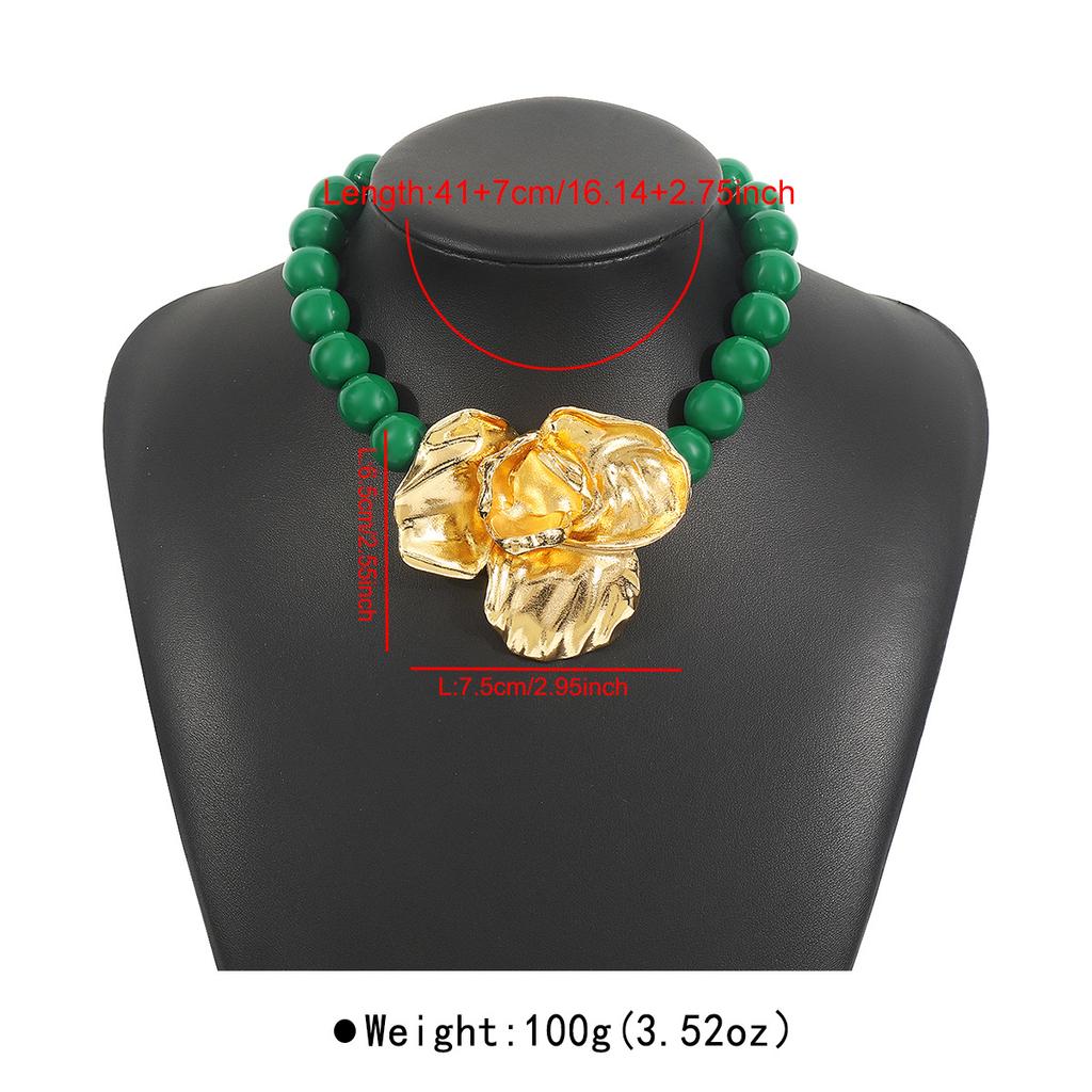Tooxika Exaggerated Personality Flower Pendant Necklace Women Sweet Atmosphere Multi-coloured Beaded Necklace