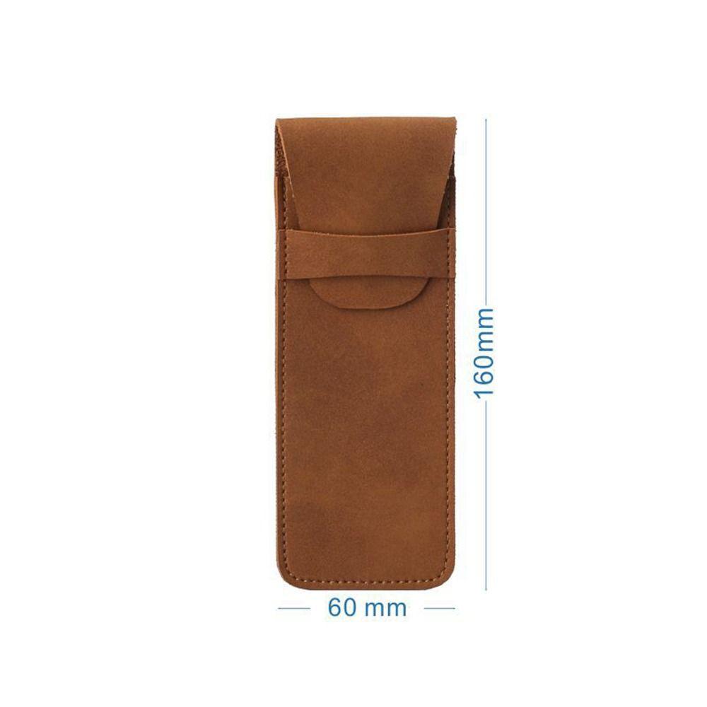 Portable Vintage Leather Pen Case Mini Protective Pen Bag Minimalist Flip Stationery Organizer Bag For Women Men Business Travel