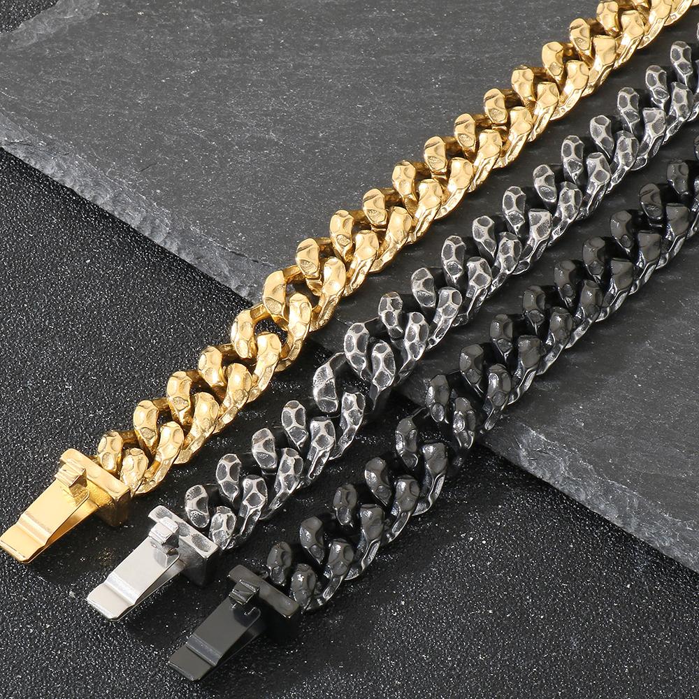 60CM Long 13MM Width Choker Necklace Man Solid Stainless Steel Curb Cuban Link Chain Necklaces for Men Male Jewelry Vintage