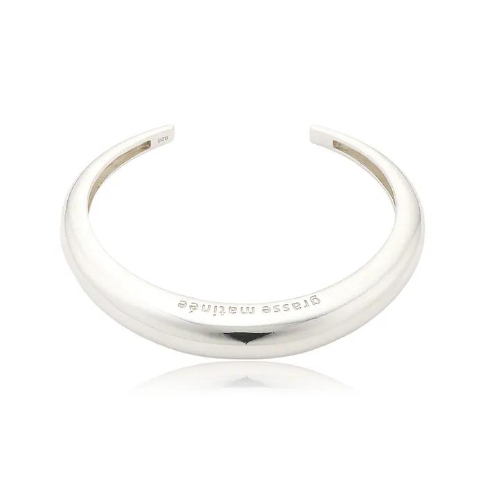 Slim Dome Cuff Bracelet Silver