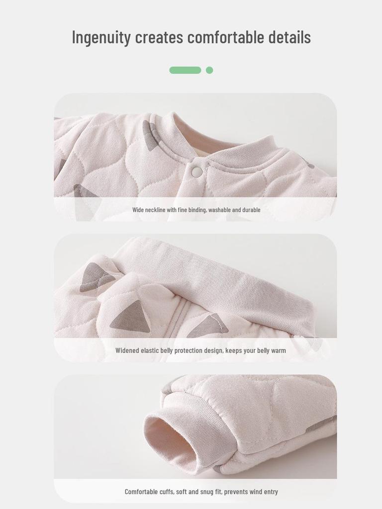 Baby Cotton-Padded Quilted Two-Piece Set with High-Waisted Belly Protection for Autumn/Winter
