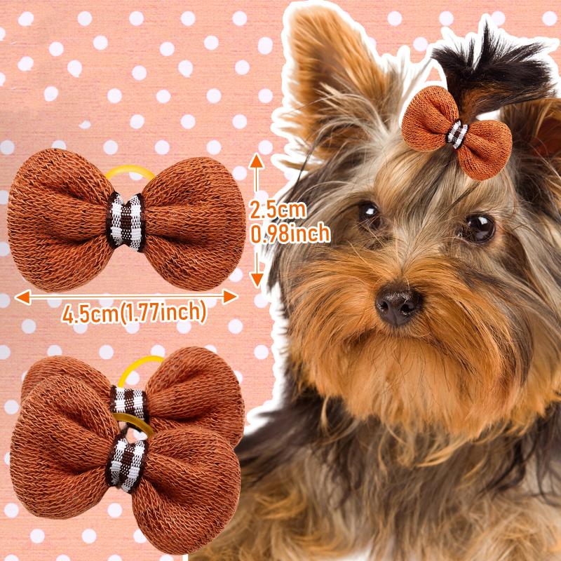 5/10Pcs Bow Tie Rubber Band Candy Color Dog Hair Band Long-Hair Puppy Bowknots Hair Accessories Pet Grooming Cute Pet Supplies