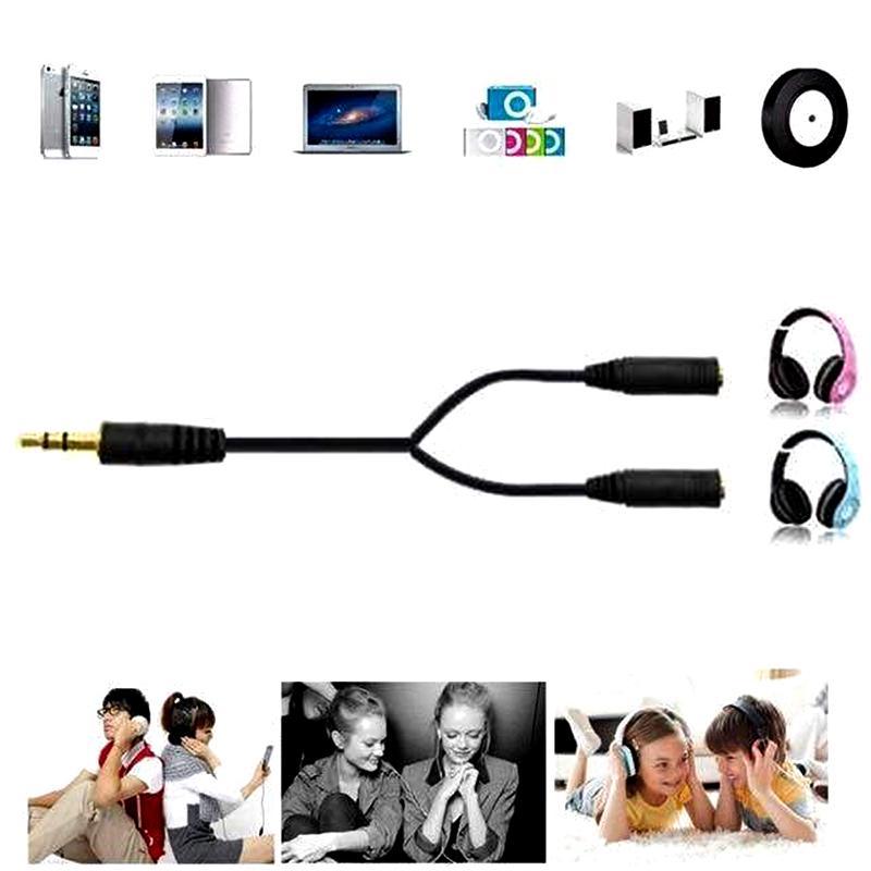 Dual Female Audio Cable Y Splitter Cable 3.5 Mm 1 Male To 2 For Earphone Headset Headphone Mp3 Mp4 Stereo Plug Adapter Jack
