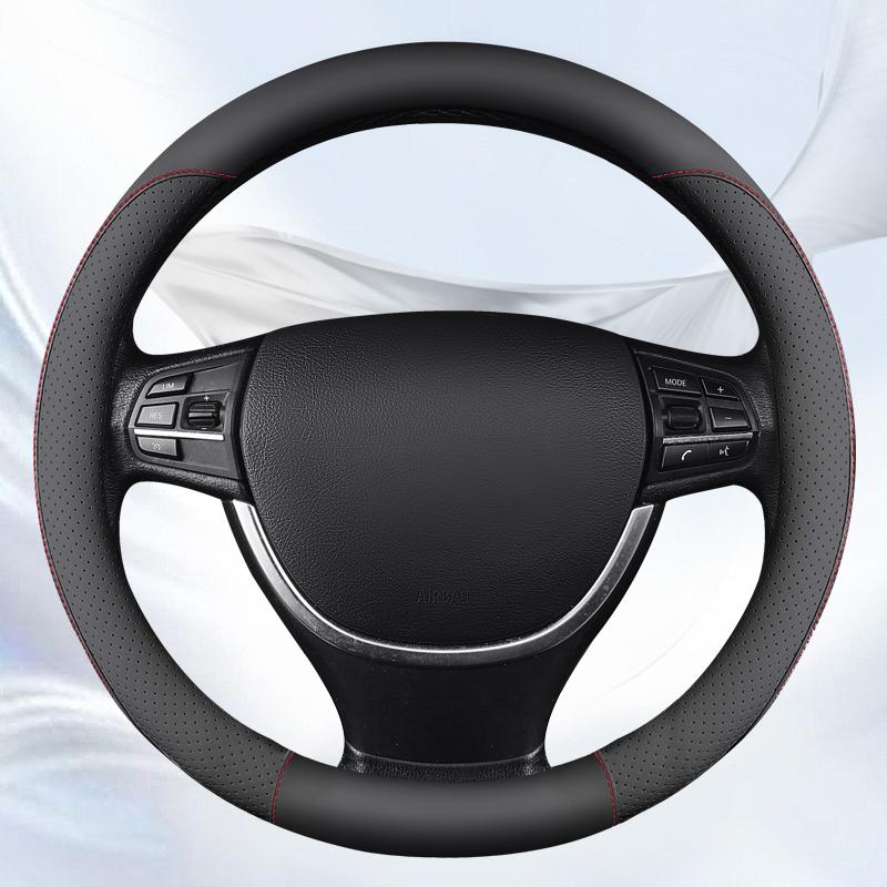 Perforated Leather Steering Wheel Cover Comfortable, Breathable and Wear-resistant Fits 14.5-15in steering wheel