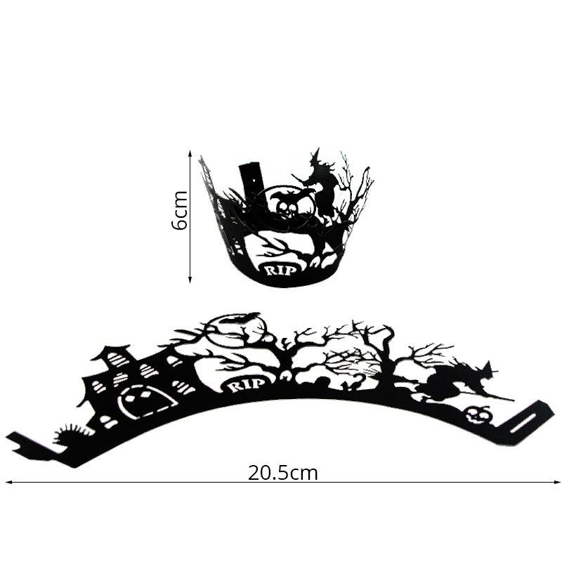 12pcs/set Halloween Hollow Paper Cup Spider Web Pumpkin Horror Castle Cake Wrap