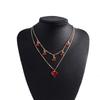 Trendy INS Style Neck Chain Jewelry Sweet Cool Double Layer Necklace with Lovely Cherry/Grape and Heart Pendant Charm