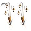 Outdoor Metal Plant Stake Calla Lily Garden with Bells 24 Inch Triple Flower Wind Chime Terrace Accessory Weatherproof Iron Ornament for Patio Lawn