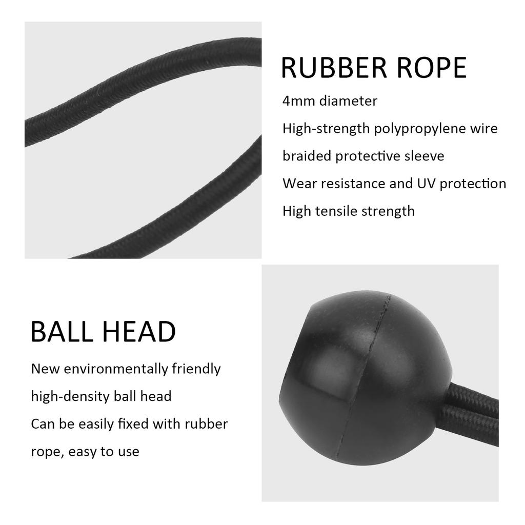 10pcs Tent Clip Fixed Ball Clip Ball Bungee Cords with Elastic String for Canopy TentBlack