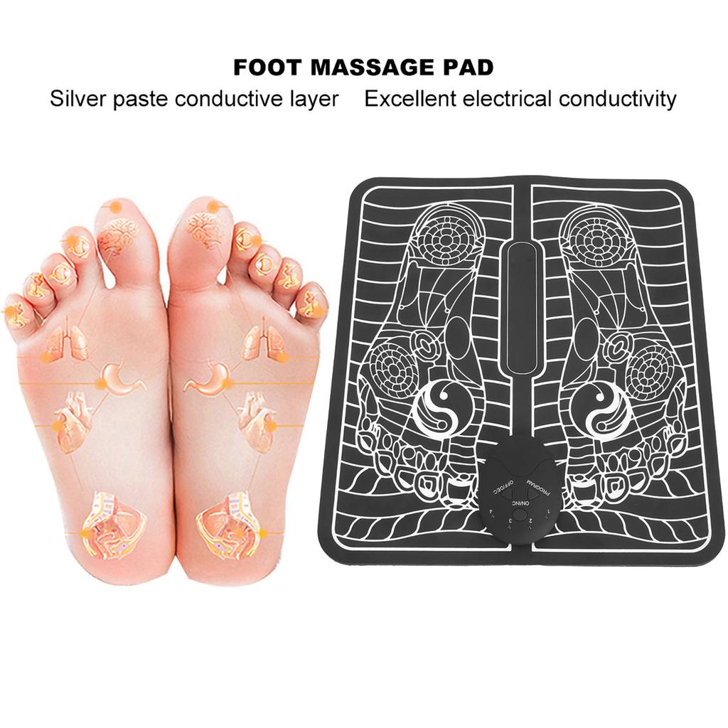 EMS Pulse Foot Massage Pad Muscle Pain Fatigue Relief Foot Massager (Battery Type)