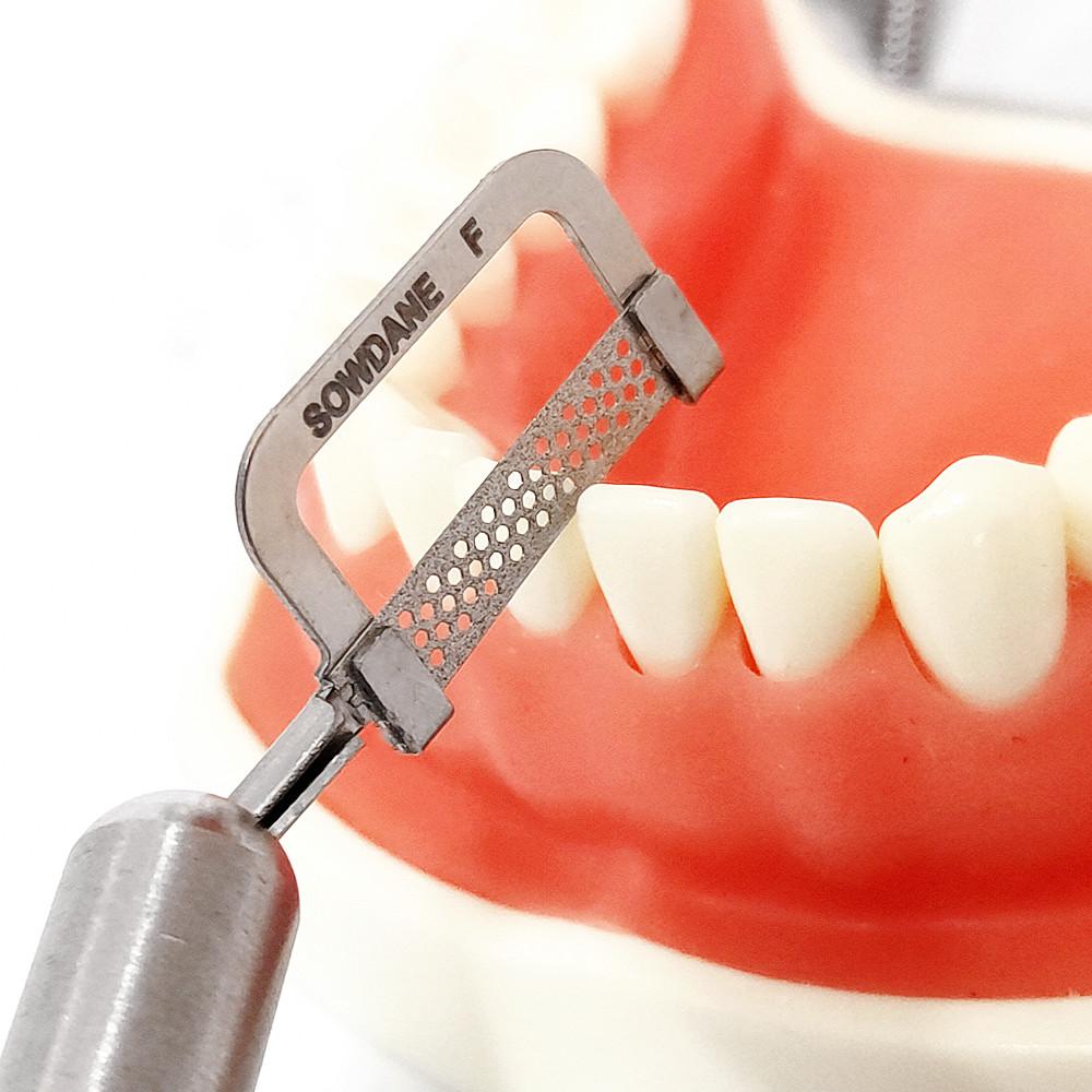 Bandes automatiques de réduction d'émail interproximale dentaire, poignée à Double face, Surface de ponçage en diamant avec trou