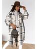 Veste chemise à carreaux à manches longues pour femmes - Haut mi-long Automne/Hiver 2023