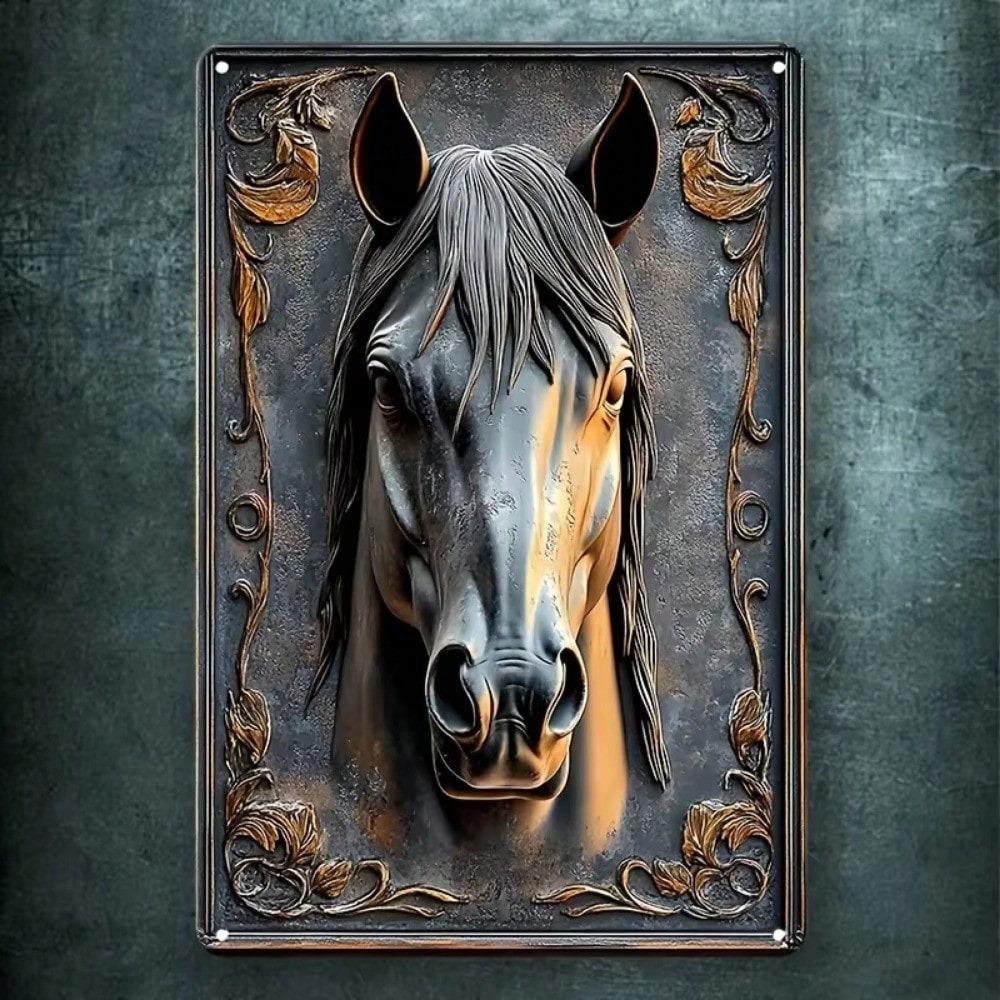 1pc Home & Office Wall Decor: 3D Metal Horse Head Art! Contemporary Equestrian Plaque For Bar & Wall Hanging | Local Delivery