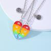 Set di 2 Collane con Ciondolo a Mezzo Cuore Colorato Catena con Perline Fascino Migliori Amici Choker Gioielli BFF Per Bambini Amicizia