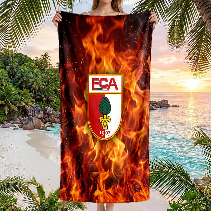FC Augsburg FC Aufdruck Schnelltrocknendes Strandtuch Mikrofaser Saugfähig Tragbar Reise Schwimmtuch