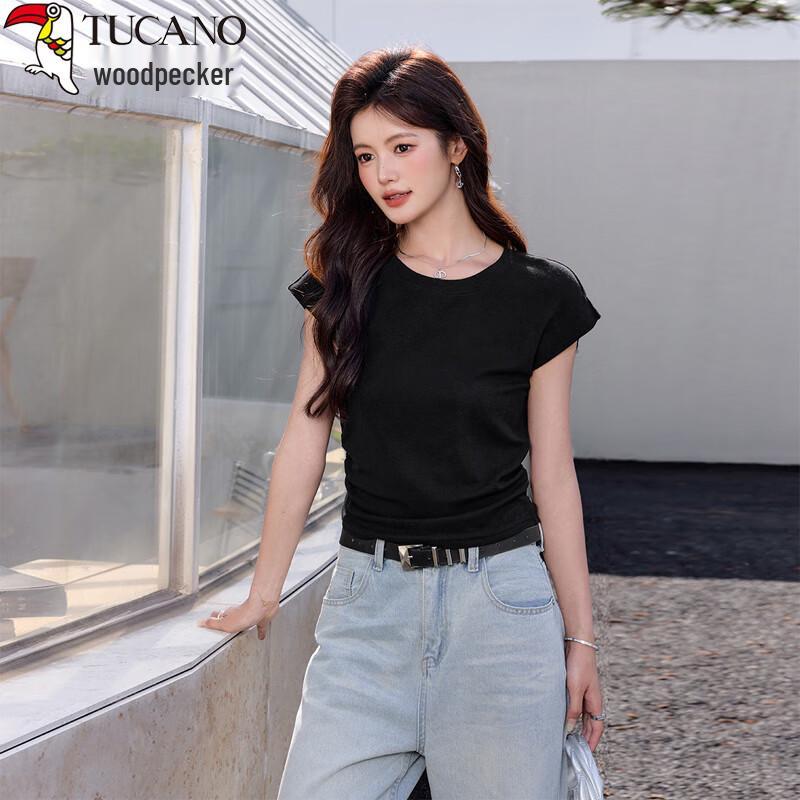 Woodpecker Women s Flutter Sleeve Slim Fit Round Neck T-shirt S