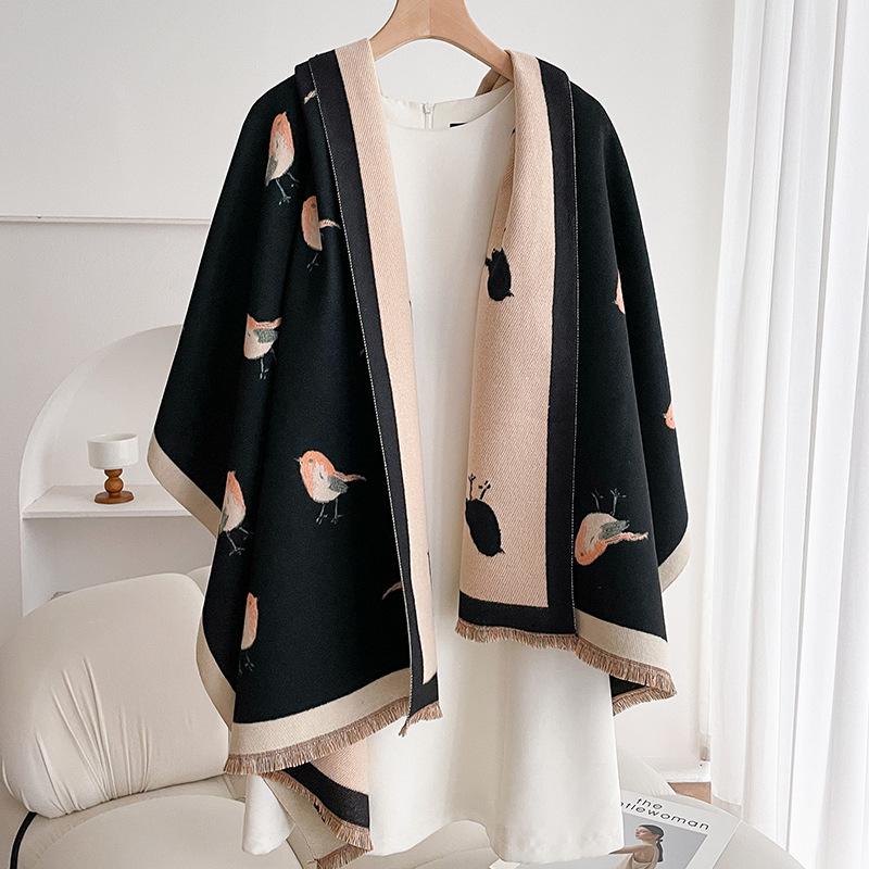 Red magpie scarf women's winter new high-end imitation cashmere thick shawl scarf new gift
