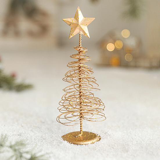 Yousheng Gold Spiral Christmas Tree Decor Glittering Tabletop Tree with Star Topper for Holiday Home Office Table Centerpiece Mantel Shelf Decor