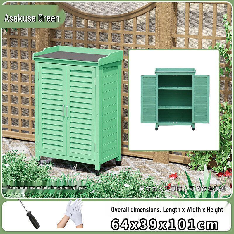 Outdoor Anti-Corrosion Solid Wood Garden Storage Cabinet with Sun Protection