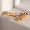 Vintage Gold Metal Flower Drop Earrings for Women Statement Stylish Exaggerated Simple Jewelry