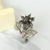 Exquisite Silver Fairy Flower Ring with Sparkling Gemstones