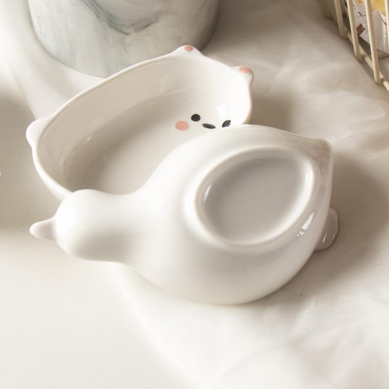 Embossed Ceramic Flavored Plate Creative Cartoon Sauce Plate Snack Plate Mini Cute Household Vinegar Dish Hot Pot Dipping Sauce Plate