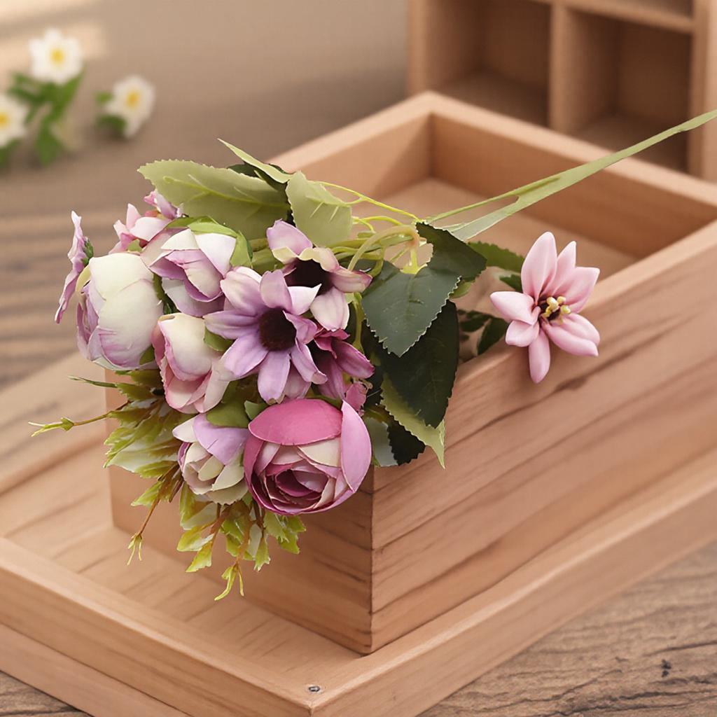 Multicolor Tea Roses Vases Home Decor Artificial Flowers Fake Daisy Plastic Wedding Decorative Floral Arrangements