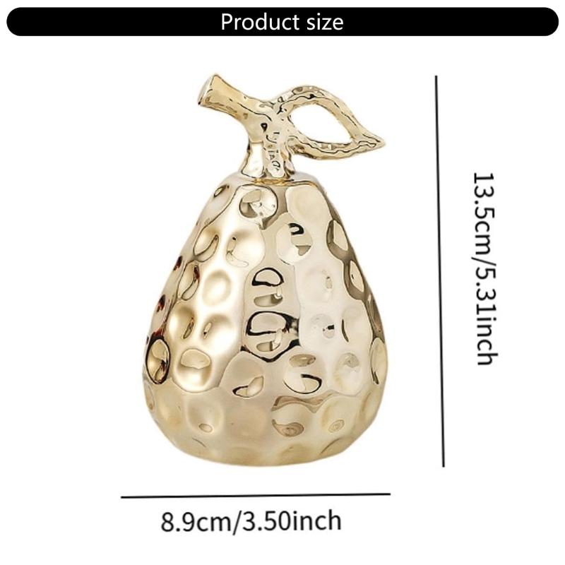 White Porcelain Artificial Pear Statue Durable Decorative Sculpture for Living Room Office Display