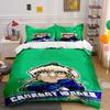 Cartoon Hockey Player with Green Background Print Bedding Set Duvet Cover Pillowcases (1* Duvet Cover 2* Pillowcases Do Not Include Comforter)