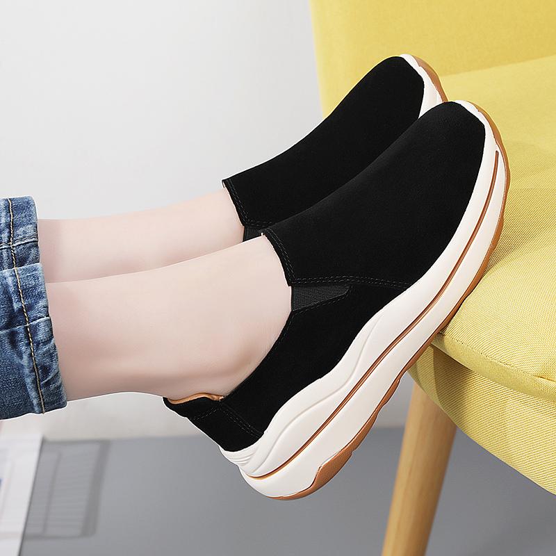 Women's Platform Loafers Moccasins Casual Slip on Thick Sole Height Increase Shake Shoes for Mother Plus Size