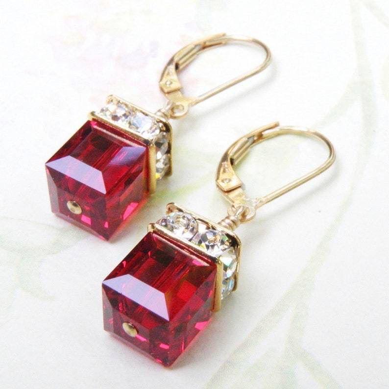 1 Pair Square Fashion Personality Women's Crystal Earrings Green Earrings Drop  Dangle Earrings KTJ