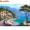 Frame The Mediterranean Sea DIY Painting By Numbers Seascape Handpainted Oil Painting Home Wall Artwork For Living Room