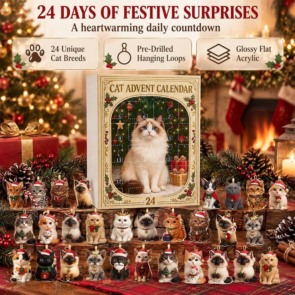 24 Boxes Christmas Countdown Calendar Cute Cat Cat Calendar Cat Advent Calendar Women