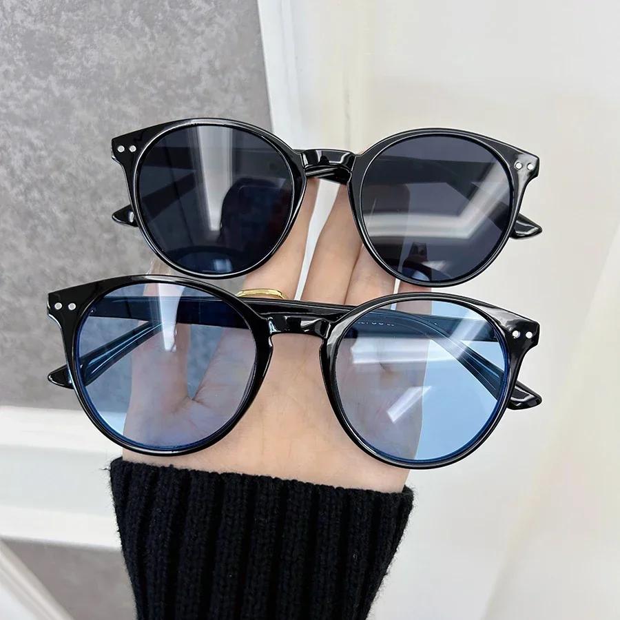 Fashion Plain Oval Sunglasses Men Women Brand Designer Classic Vintage Sun Glasses Male Travel Shades