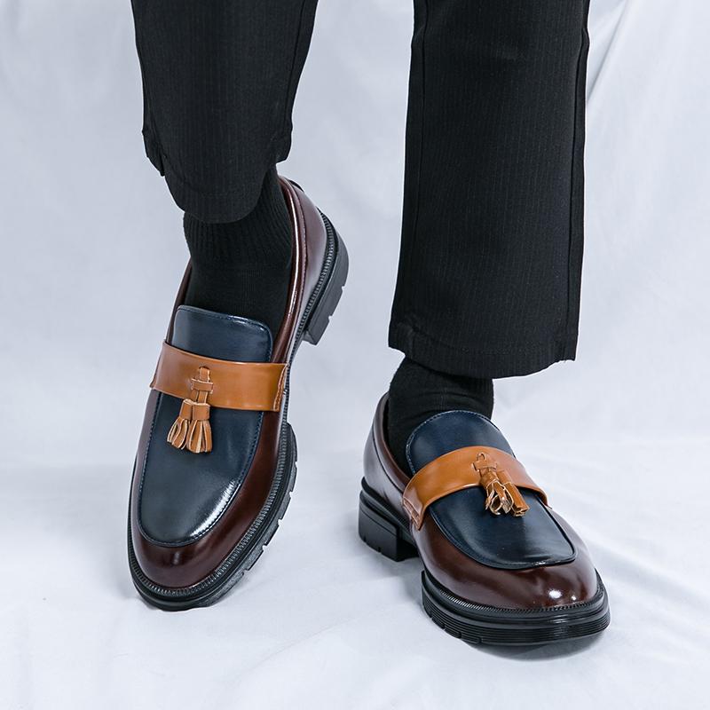 Fashion Men's High Quality Leather Shoes Slip-on Formal Oxfords Footwear Loafers Driving Party Dating Business Work Shoes Tassel Loafers
