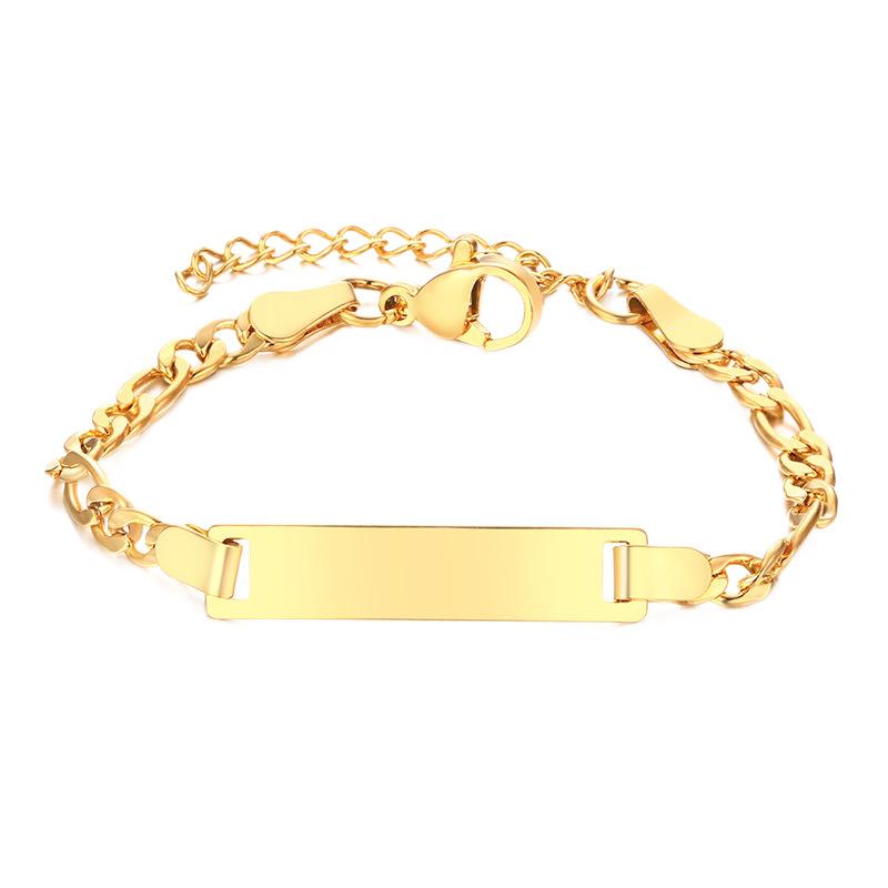 Titanium Steel 12+3cm Children Custom Engravable Statement Blank Bar Stainless Steel Adjustable Kids Bracelet Jewelry