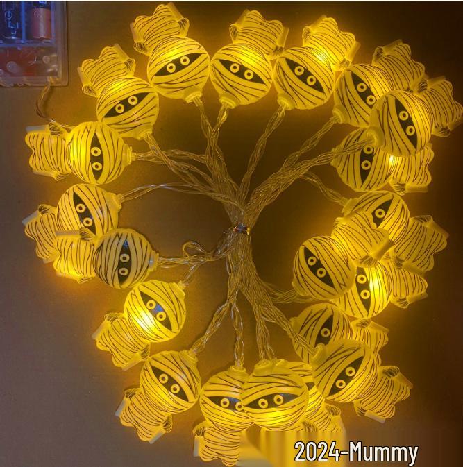 LED Halloween String Lights - Pumpkin, Ghost, and Skull Shaped Decorative Lights for Festive Party Atmosphere