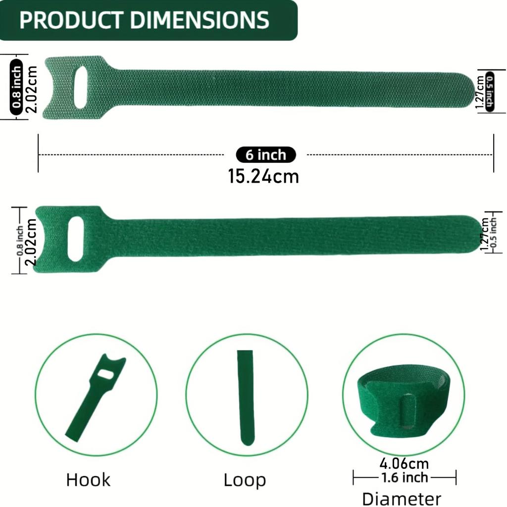 6-inch anti-slip nylon plant straps with snap fasteners, suitable for climbing plants and garden maintenance tools plant clips