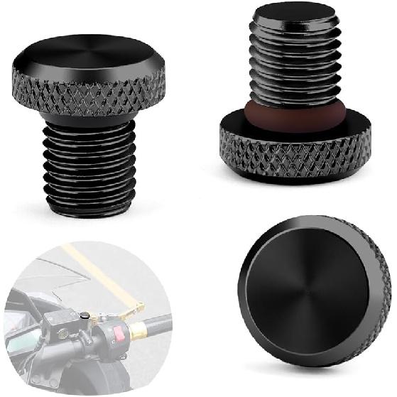 3 Pcs Motorcycle Mirror Hole Plug M10x1.25, Universal Space Aluminum Motorcycle Rear View Mirror Screws Suitable for Most Motorcycle(Honda,Yamaha,