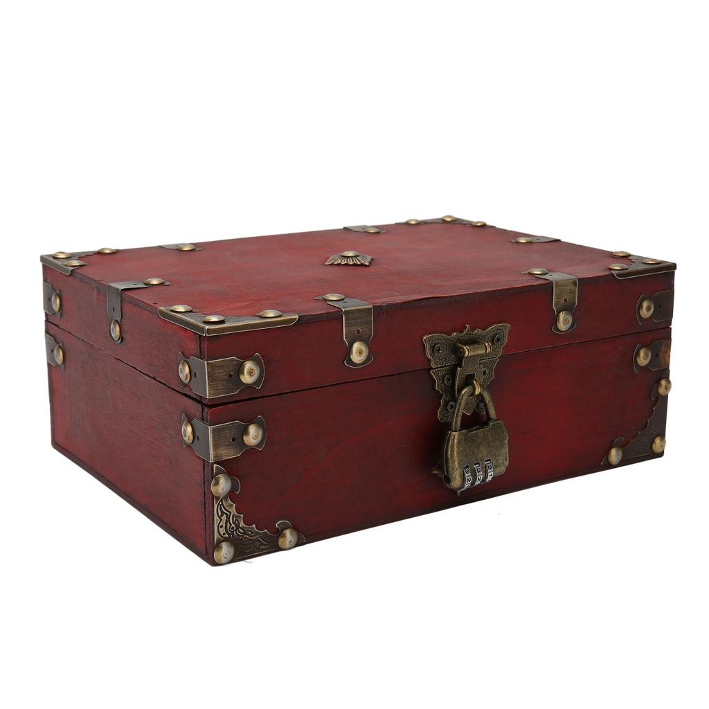 Wooden Jewelry Box Retro Large Capacity Durable Wood Multi Purpose Large Jewelry Box with Lock for