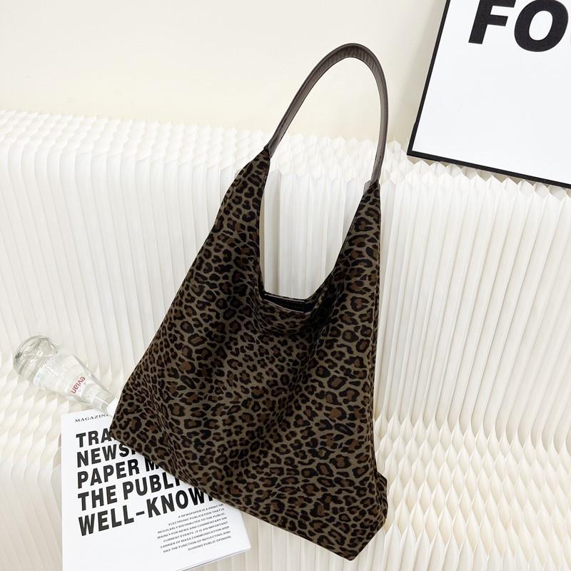 Retro Leopard Print Bag Women's New Autumn and Winter Fashion Shoulder Bag Casual Large-capacity Commuter Tote Bag